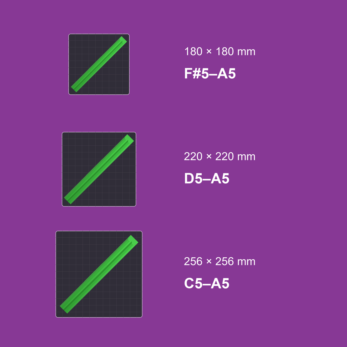 Major Harmonizer build plate size comparison, holes facing the plate